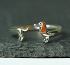 Silber Ring Dackel aus 925 Sterling das perfekte Geschenk für sie als minimalistischer größenverstellbarer Echtschmuck mit Hund